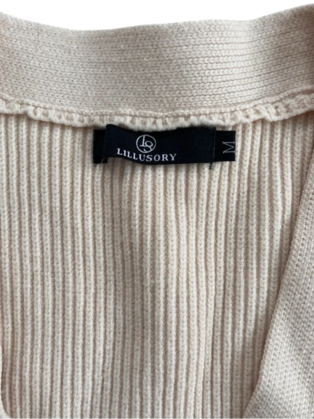 Lillusory Cream Ribbed Cardigan size M women